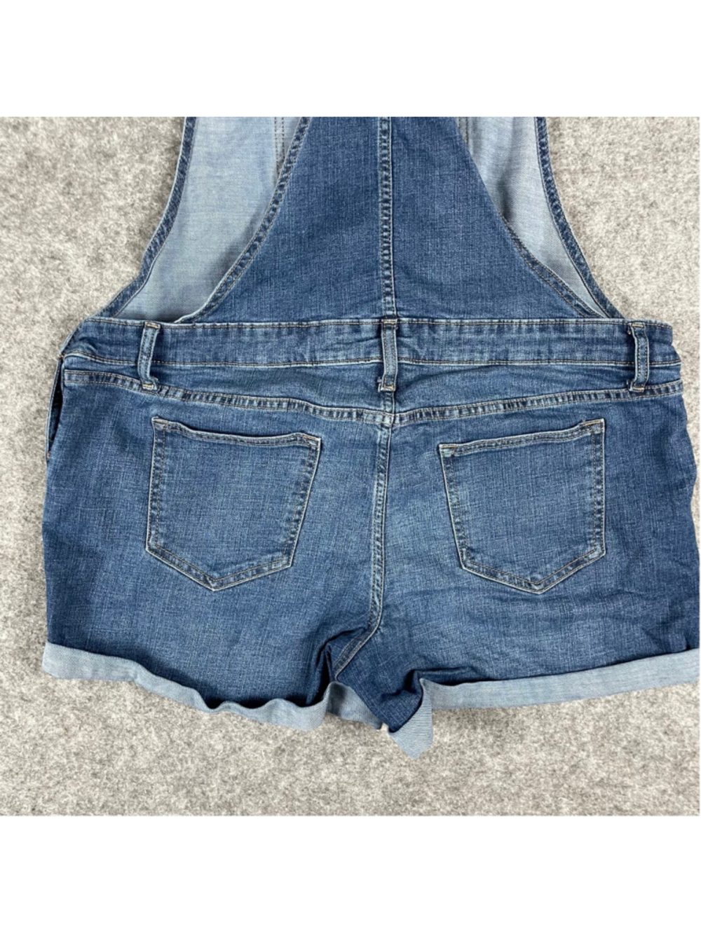 Size 16 Maternity Sonoma Denim Short Overalls Blue Cuffed Stretch Shortalls - Picture 8 of 16